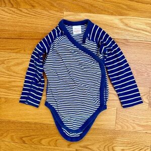 Hanna Andersson Toddler Bodysuits 85cm (2T) Blue Striped Kimono Long Sleeve